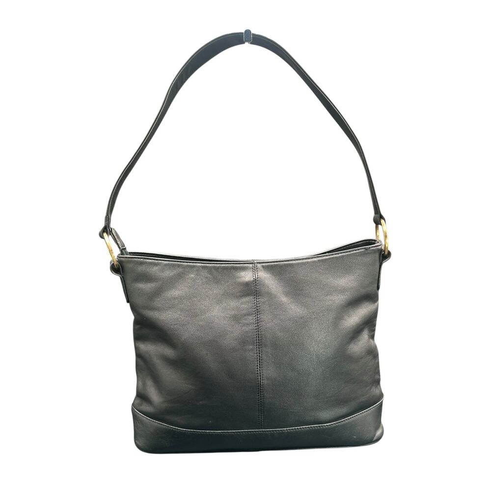 Giani Bernini Black Leather Shoulder Bag Gold Hardware Classic Hobo Purse